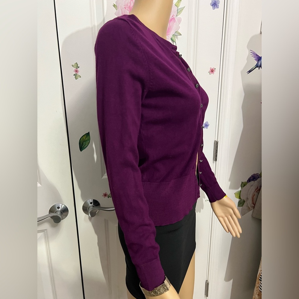 White House Black Market Purple Cardigan - Picture 2 of 8